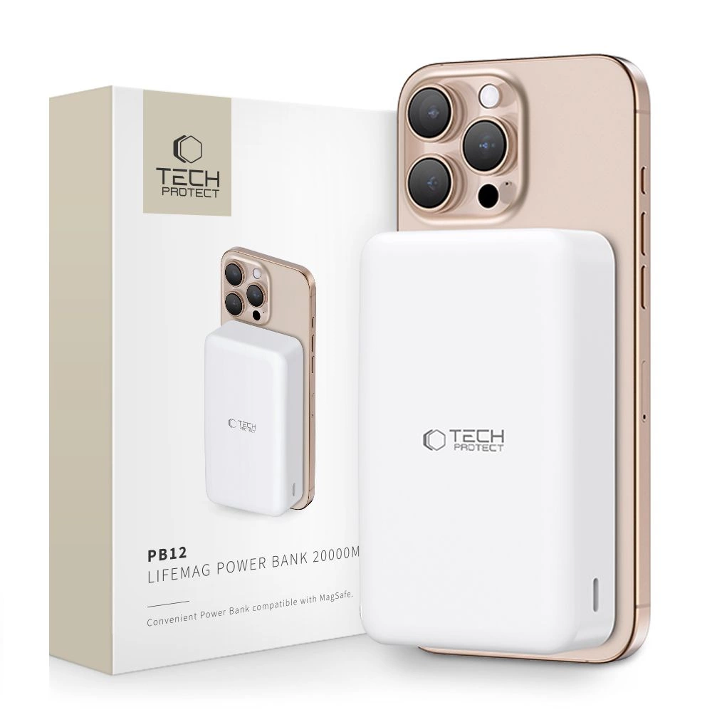 Powerbank Tech-Protect PB12 LifeMag MagSafe 20000MAH - white