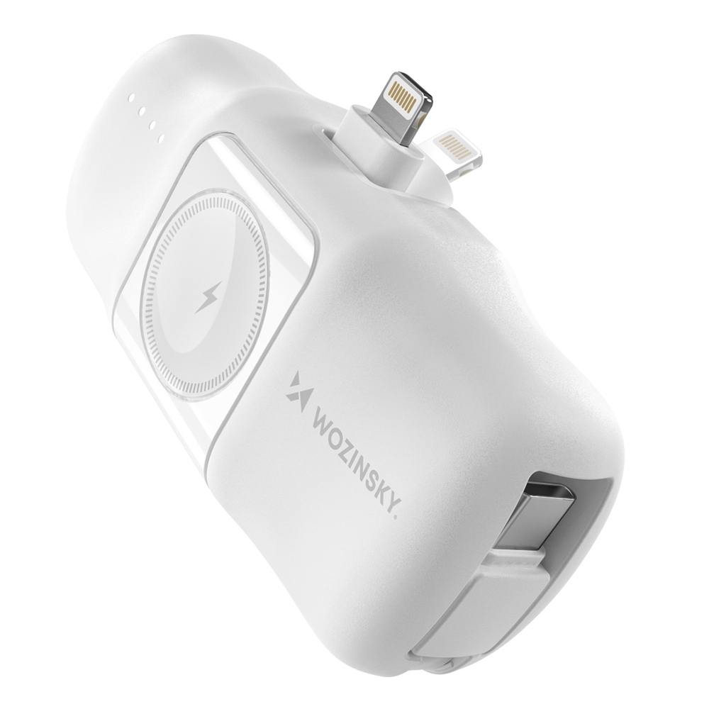 Wozinsky WF16-YLS 5000mAh 15W Mini Power Bank with Apple Watch Charger, White