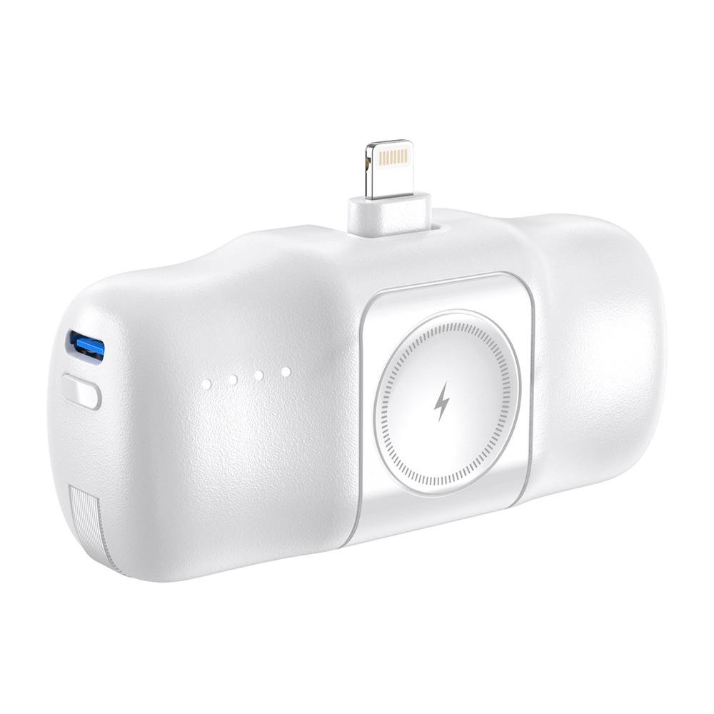 Wozinsky WF16-YLS 5000mAh 15W Mini Power Bank with Apple Watch Charger, White