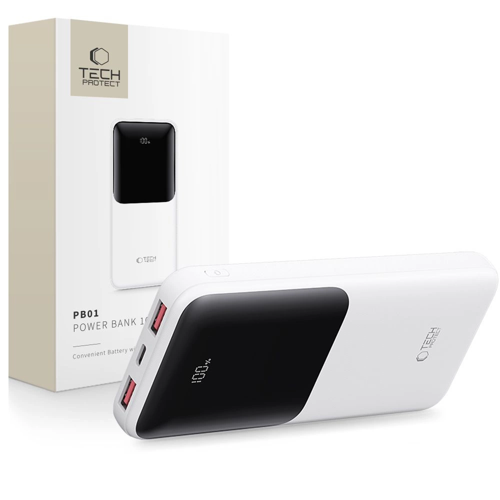 Powerbank Tech-Protect PB01 10000mAh 22.5W - balts | White