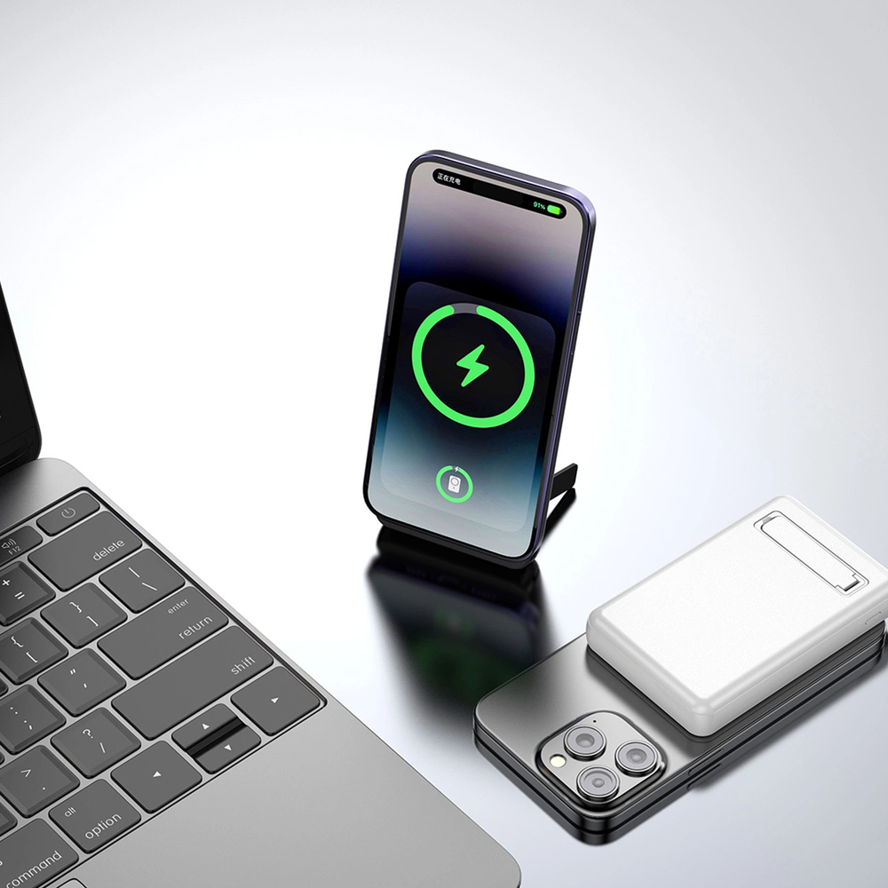 Внешний аккумулятор Dudao K14S+ 10000mAh 20W с MagSafe и подставкой, белый