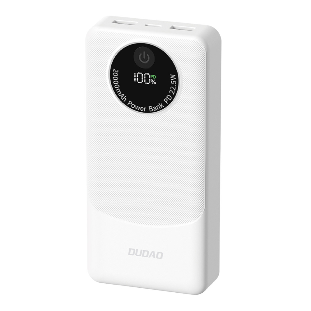 Portatīvais lādētājs Dudao K12Pro 22.5W PD 20000mAh USB-A, USB-C - balts | Powerbank White
