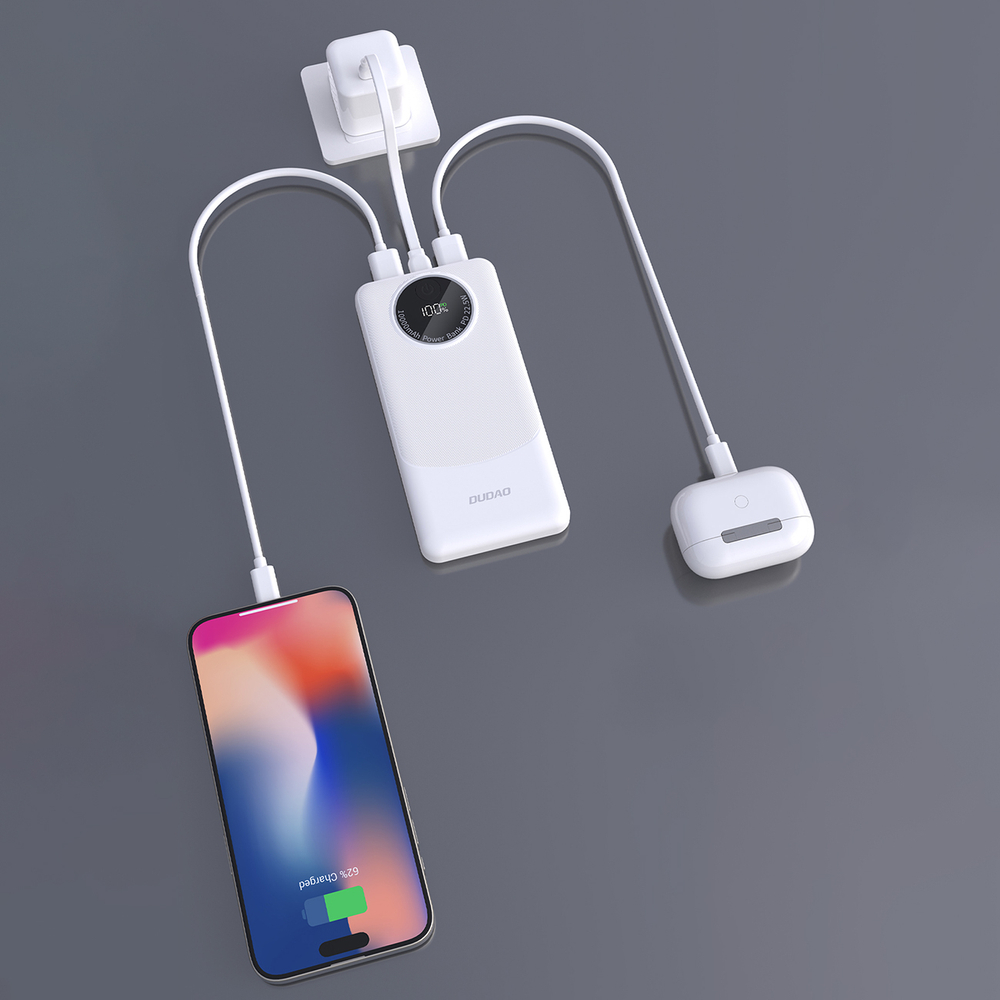 Powerbank Dudao K12 10000mAh PD22.5W USB-A, USB-C - white