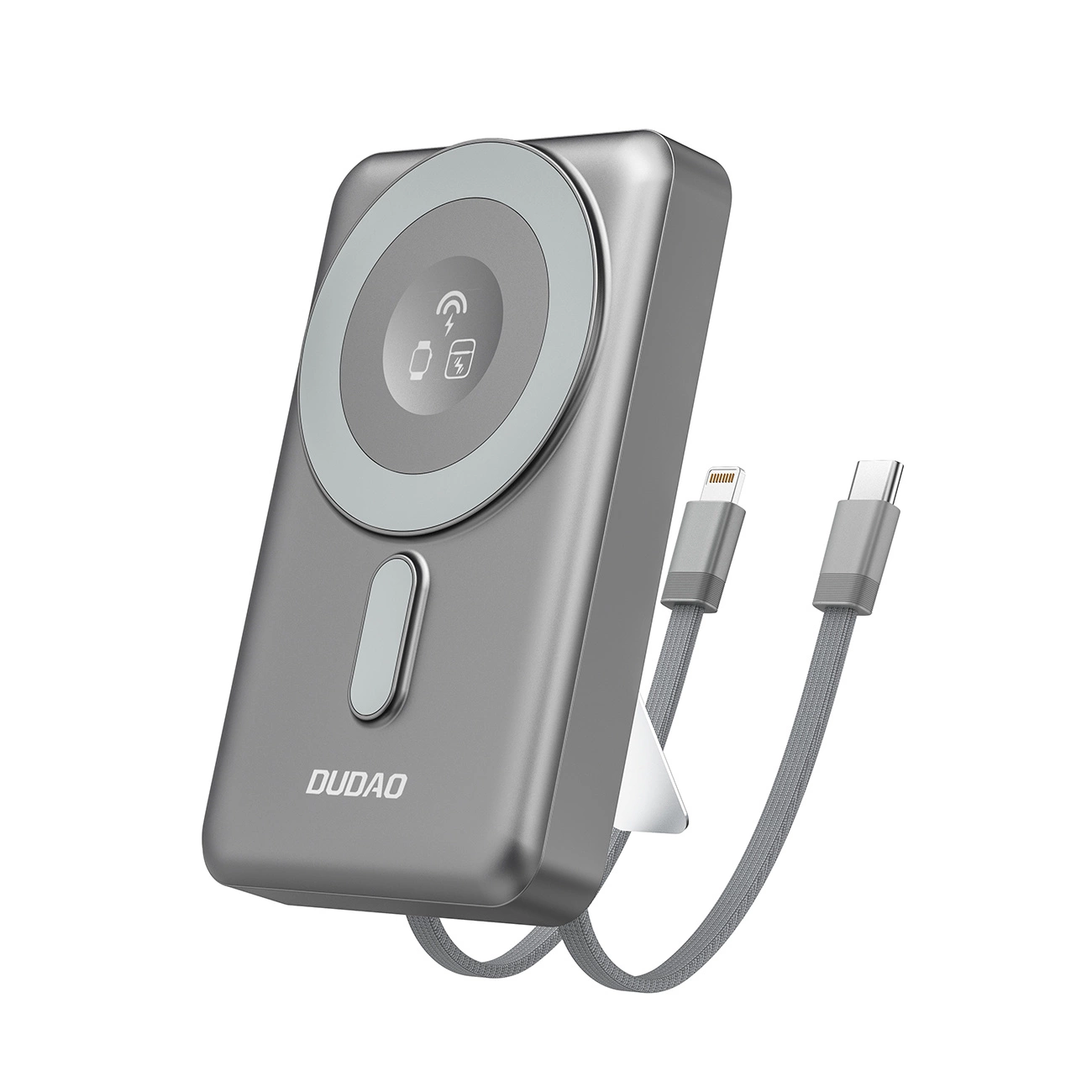 Dudao K29 10000mAh PD 20W MagSafe jaudas banka ar metāla korpusu, statīvu un iebūvētiem USB-C/Lightning kabeļiem -...