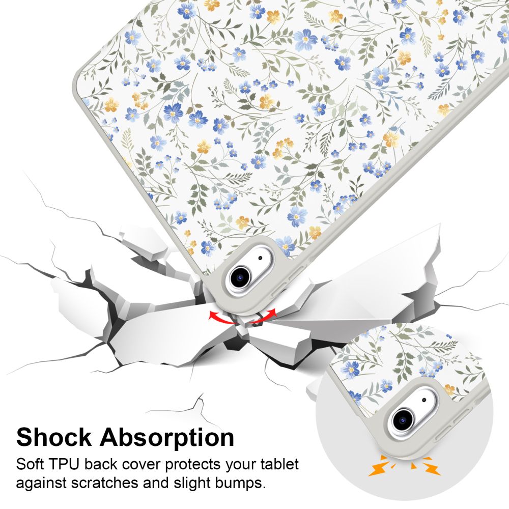 Apple iPad 11\'\' (2025) (A3355, A3356, A3354) Tech-Protect SC Pen Protective Cover Case, Daisies with Leaves |...