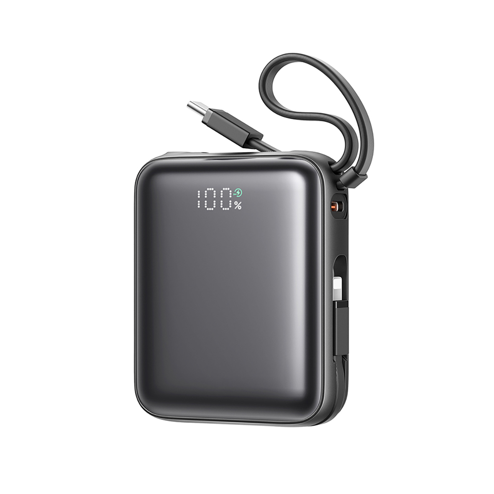 Joyroom JR-PBF27 10000mAh 22.5W Power Bank with Built-in USB-C and Lightning Cables, Black
