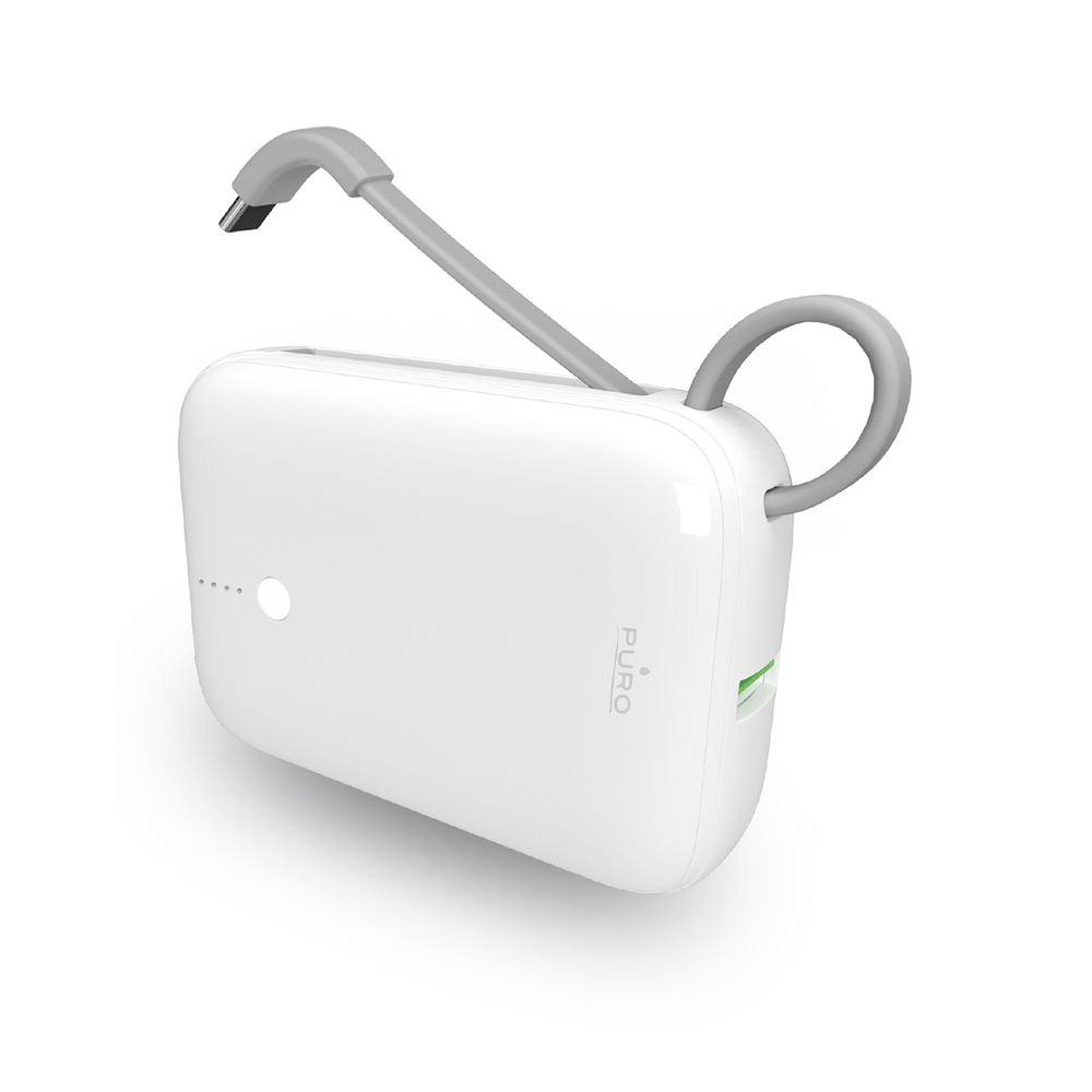 Puro Power Link 10 Plus 10000mAh Power Bank with Built-in USB-C Cable, White