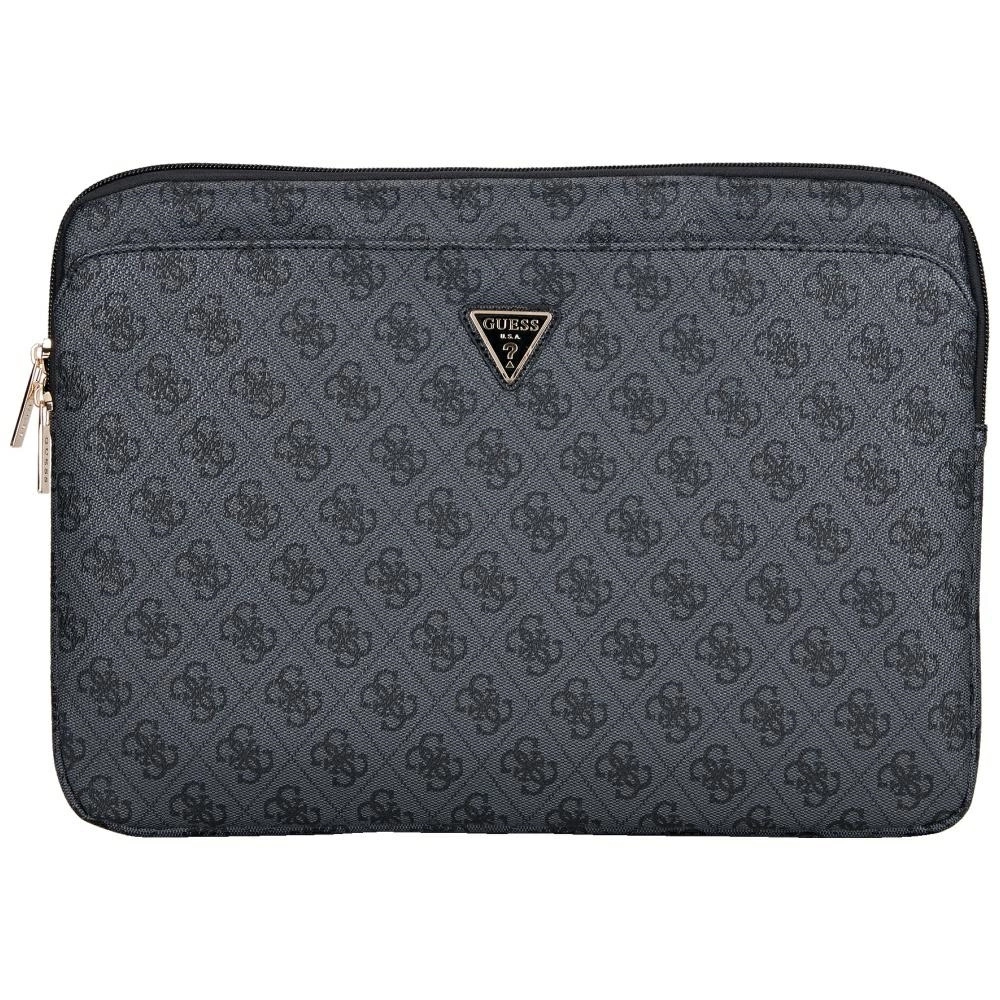 Guess Sleeve 4G rāvējslēdzēja kabatas Triangle Logo 14" klēpjdatora soma - Melna | Zipper Pocket Laptop Bag Black