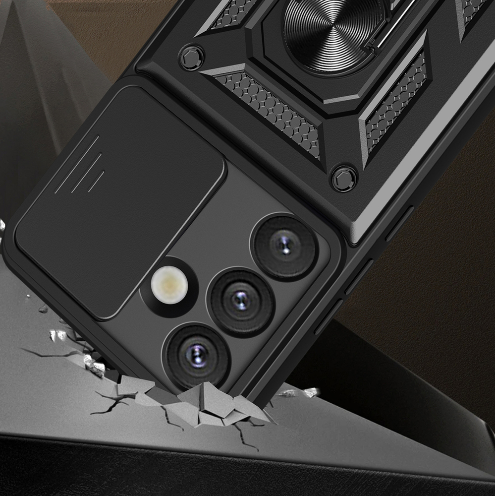 Hybrid Armor Camshield vāciņš Samsung Galaxy S25 Edge ar kameras vāciņu, melns
