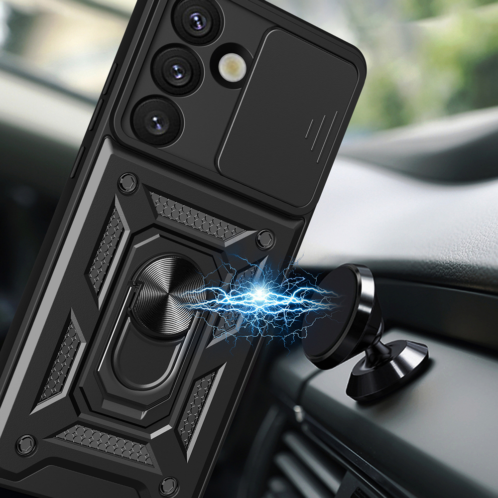 Hybrid Armor Camshield vāciņš Samsung Galaxy S25 Edge ar kameras vāciņu, melns