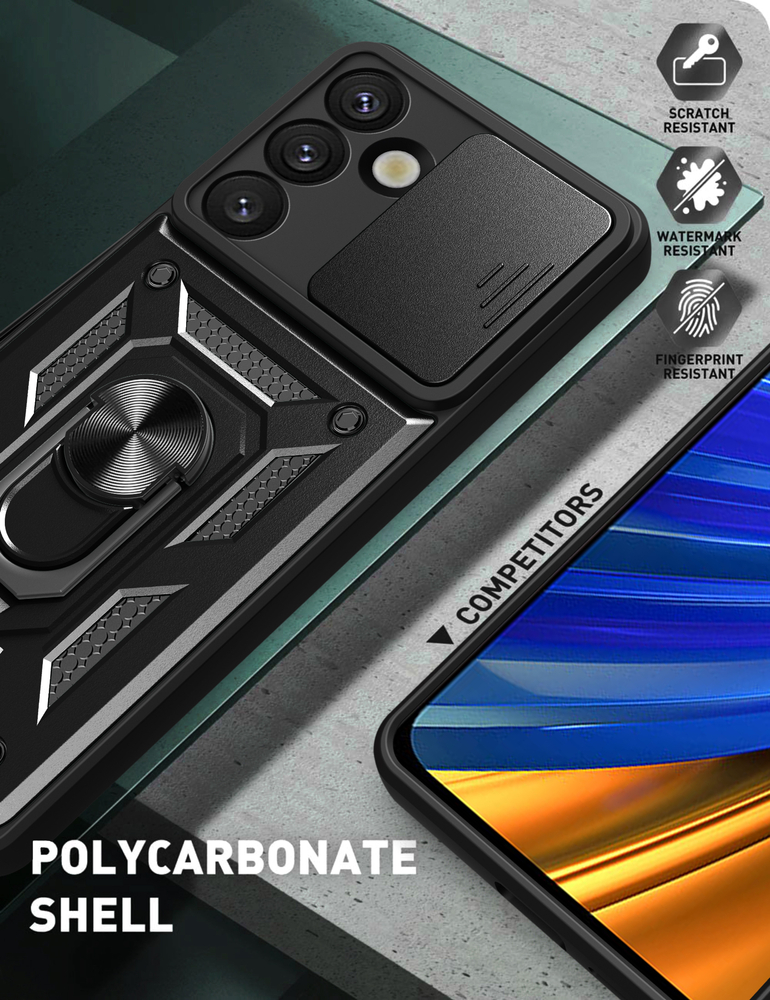 Hybrid Armor Camshield vāciņš Samsung Galaxy S25 Edge ar kameras vāciņu, melns