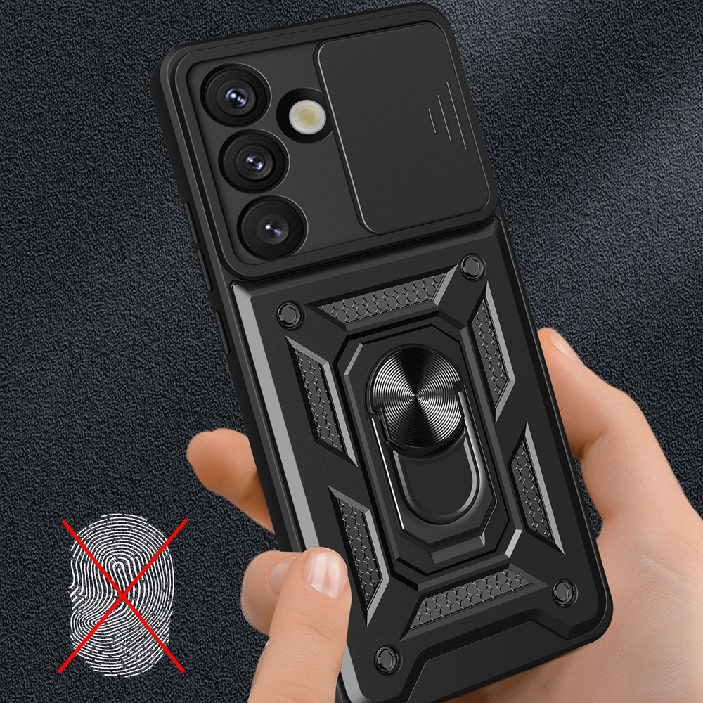 Hybrid Armor Camshield vāciņš Samsung Galaxy S25 Edge ar kameras vāciņu, melns