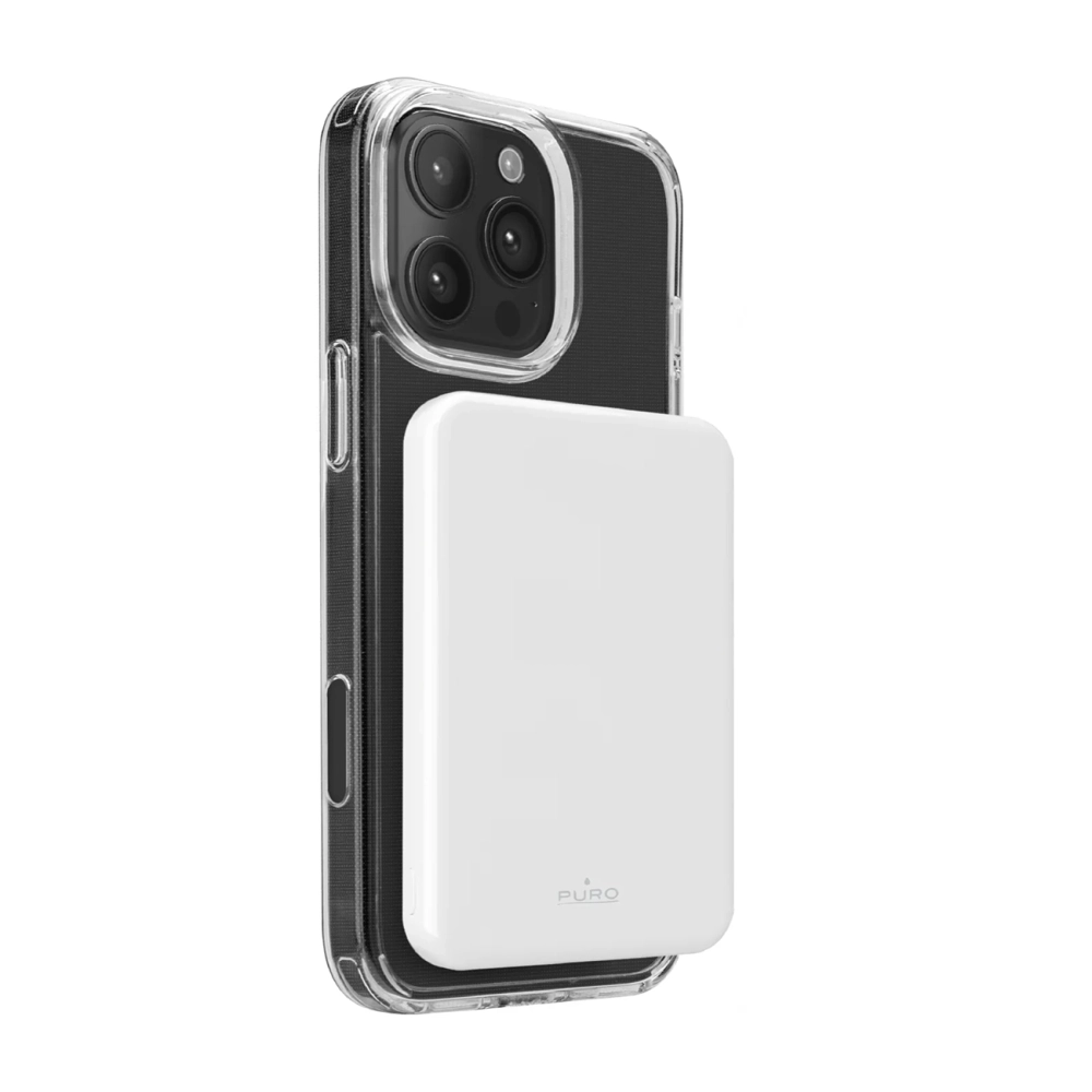Puro Mag Plus 5000mAh 20W Qi2 Power Bank MagSafe Compatible, White