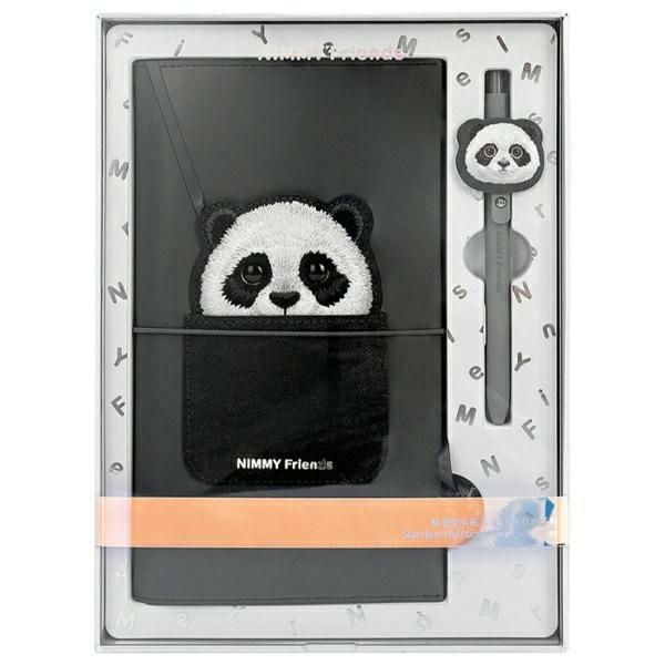 Nimmy Big Eyed Pet 2.0 Panda 2-in-1 piezīmju grāmatiņa un pildspalva, melna