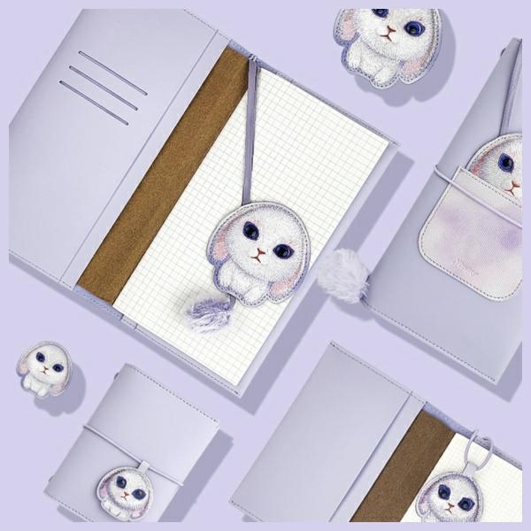 Nimmy Big Eyed Pet 2.0 Rabbit piezīmju grāmatiņa un pildspalva, violeta