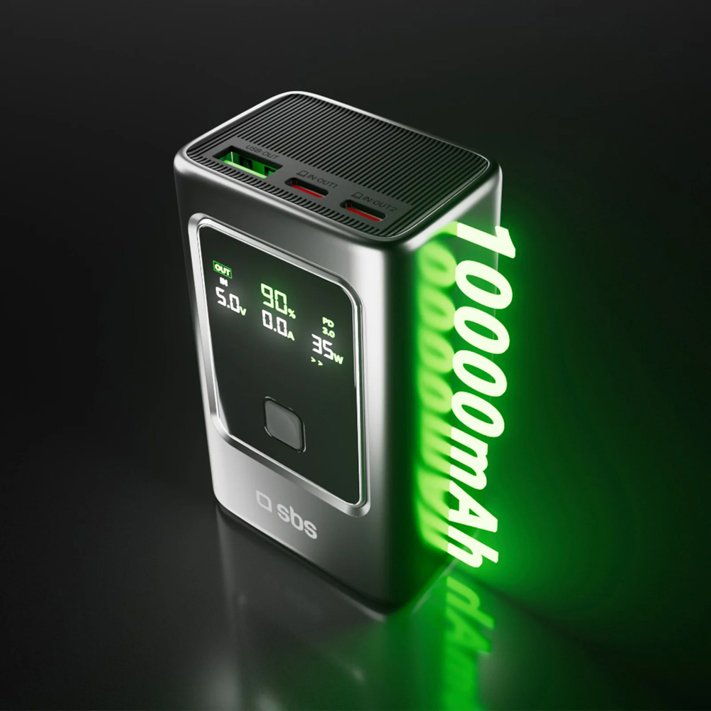 Powerbank SBS 10000mAh PD 35W with LCD display - gray