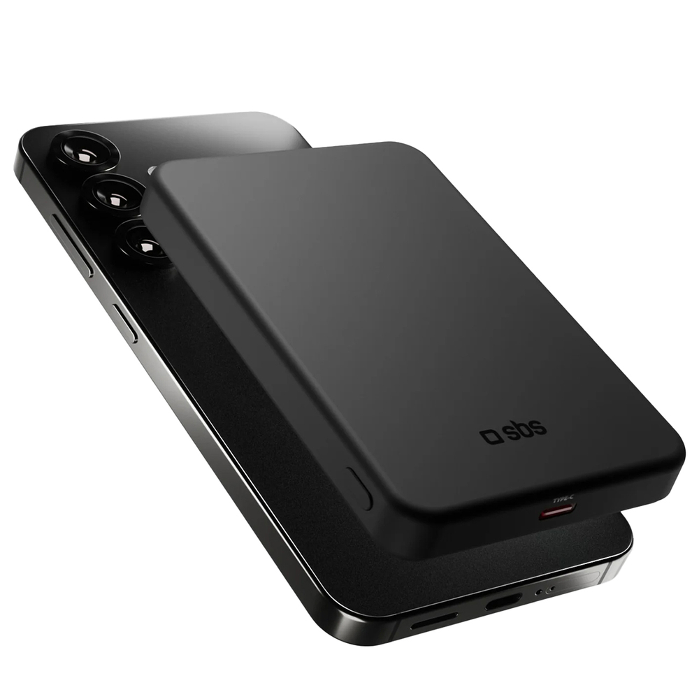 SBS Mag Power Qi2 5000 mAh Powerbank with MagSafe, Black