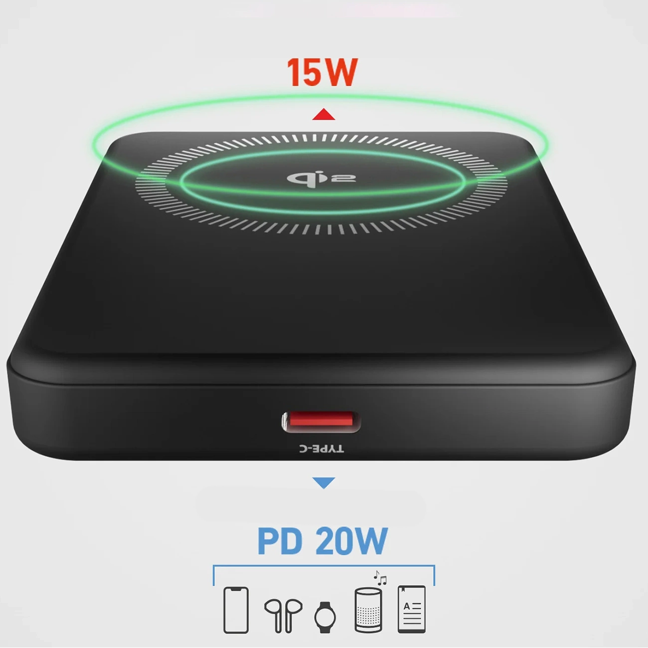 SBS Mag Power Qi2 5000 mAh Powerbank with MagSafe, Black