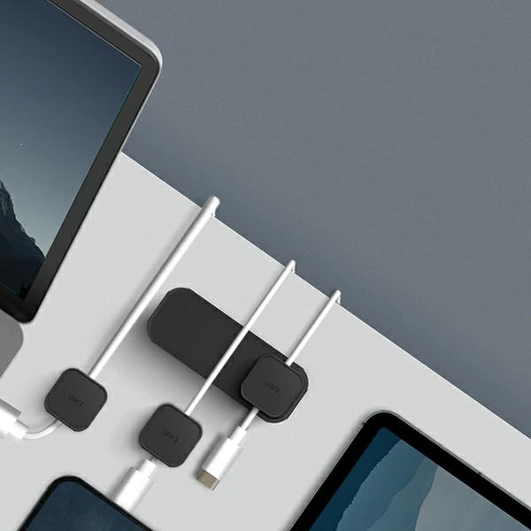 Uniq Pod Mag magnetic cable organizer + base dark gray/charcoal dark gray