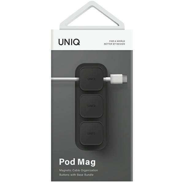 Uniq Pod Mag magnetic cable organizer + base dark gray/charcoal dark gray