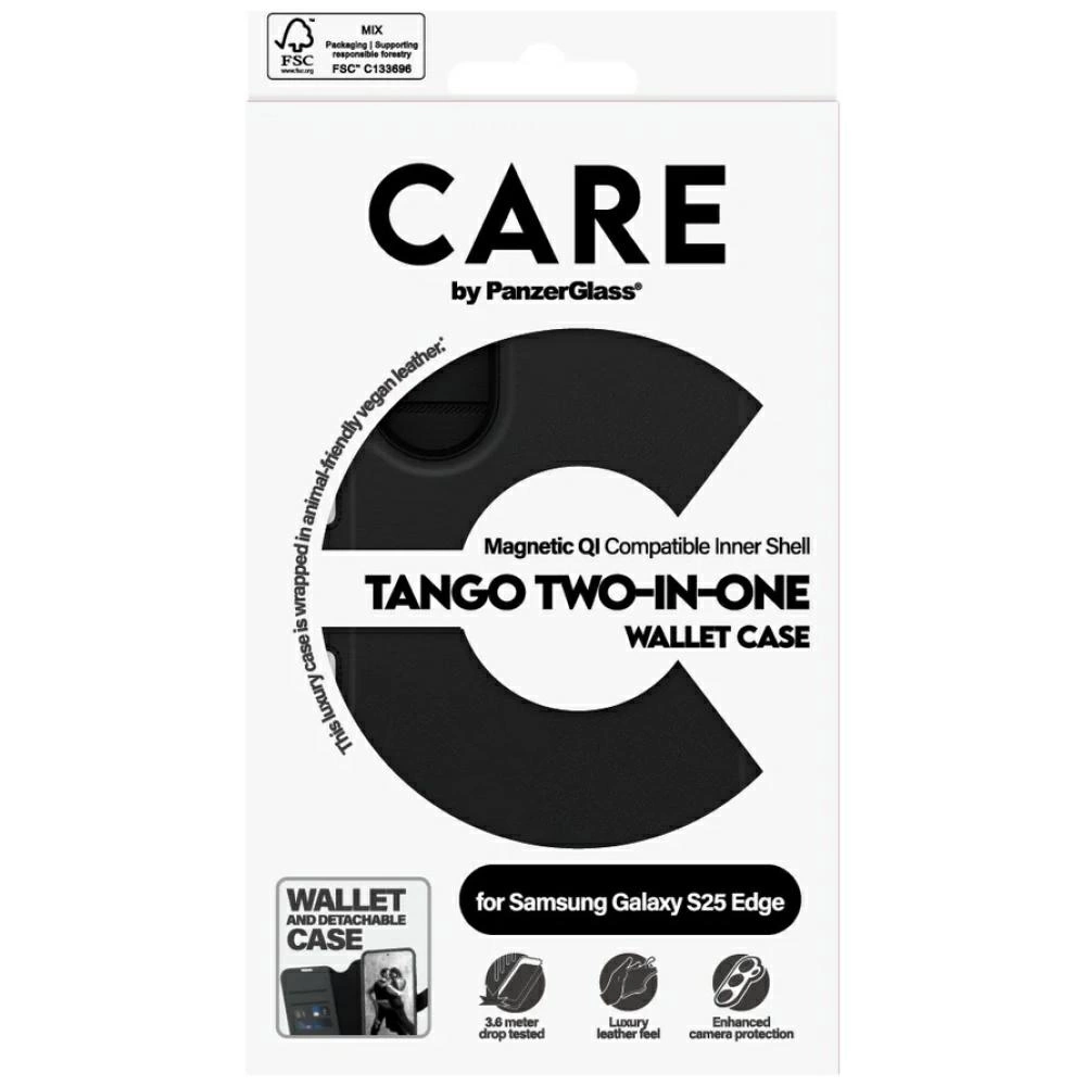 PanzerGlass CARE Feature Tango 2in1 atverams vāciņš maciņš grāmatiņa Samsung Galaxy S25 Edge, melns