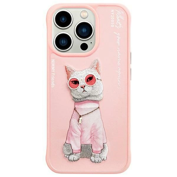 Nimmy Glasses Cool Cat vāciņš iPhone 15 Pro Max - rozā | Phone Case Cover Pink