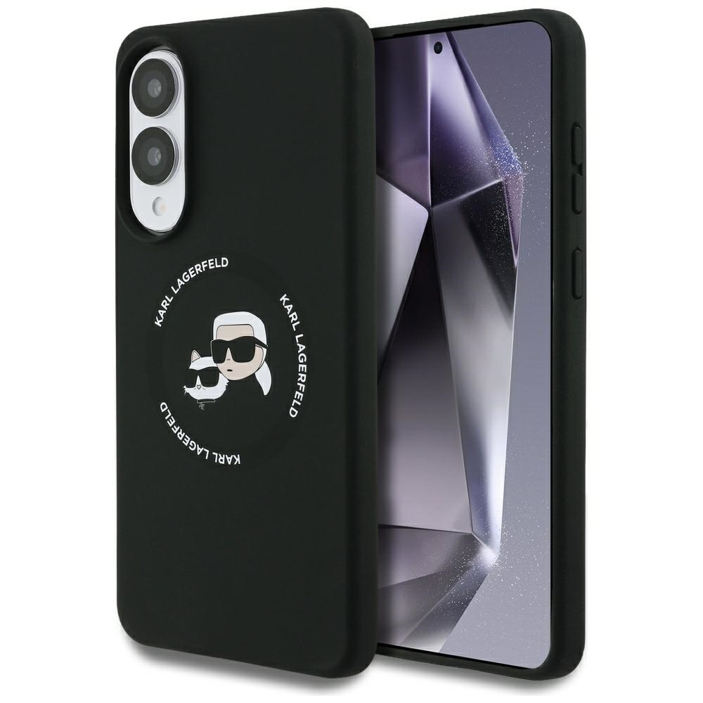 Karl Lagerfeld Silicone nauble Heads And Circle MagSafe Phone Case Cover Samsung Galaxy S25 Edge - black