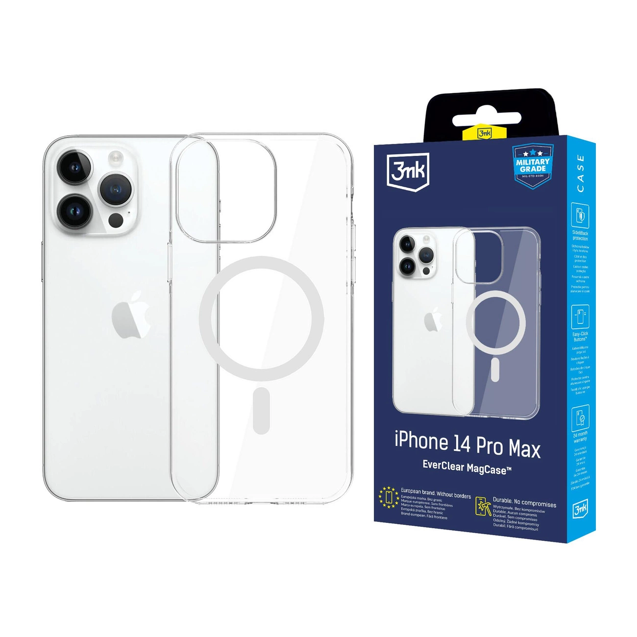3mk EverClear MagCase Apple iPhone 14 Pro Max telefonam - Caurspīdīgs | Magphone Case Cover Transparent