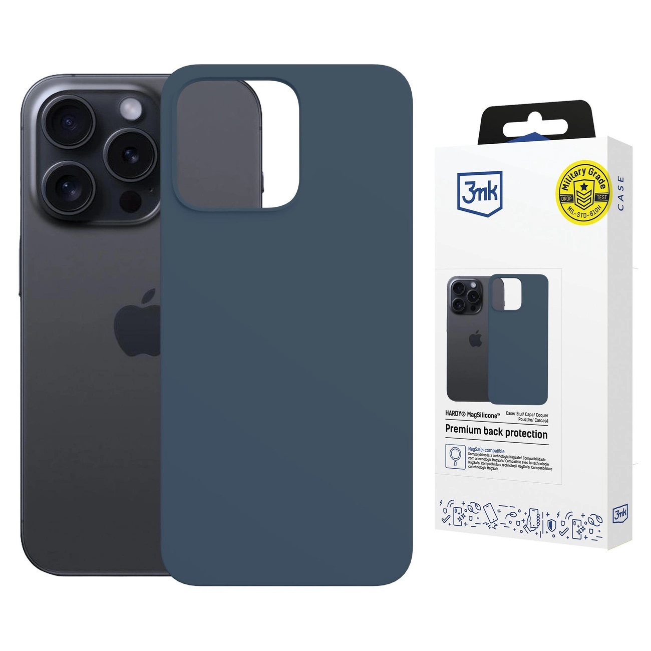 3mk Hardy MagSilicone vāciņš Apple iPhone 15 Pro Max - tumši zils | Phone Case Cover Navy Blue