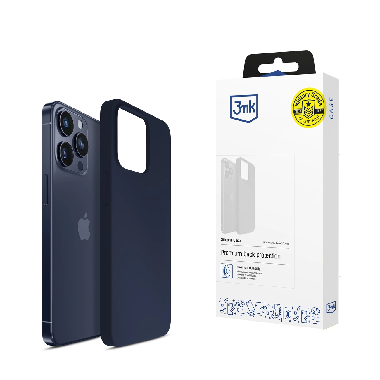 3mk silikona maciņš iPhone 15 Pro Max - tumši zils | Silicone Phone Case Cover Navy Blue