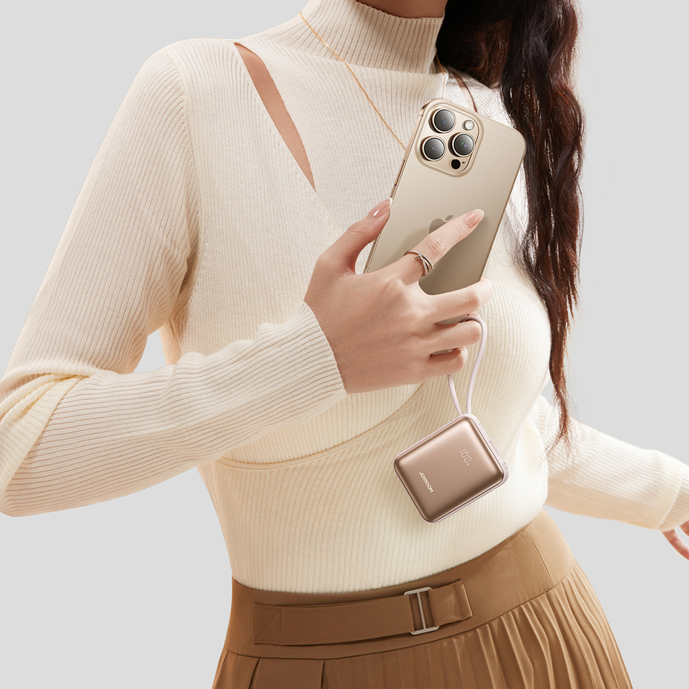 Joyroom JR-PBF27 10000mAh 22.5W Powerbank with Built-in Cables - Gold