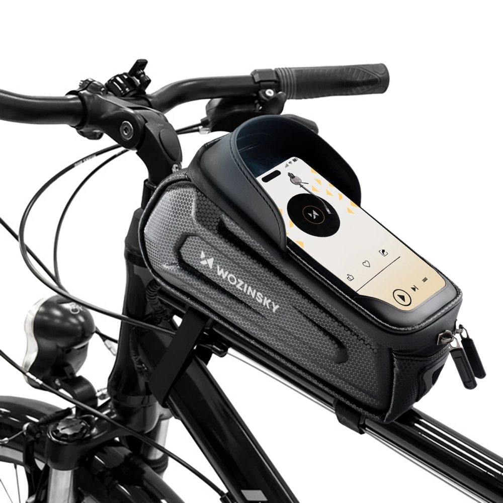 Wozinsky Bicycle Frame Bag with Phone Pocket, 1.7L, Black