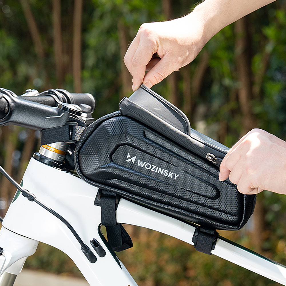 Wozinsky Bicycle Frame Bag with Phone Pocket, 1.7L, Black