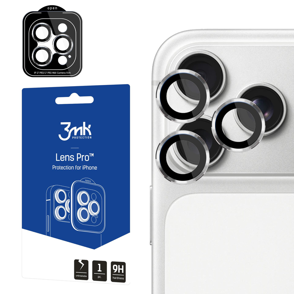 3mk Lens Protection Pro kameras aizsargstikls iPhone 17 Pro / 17 Pro Max, sudraba