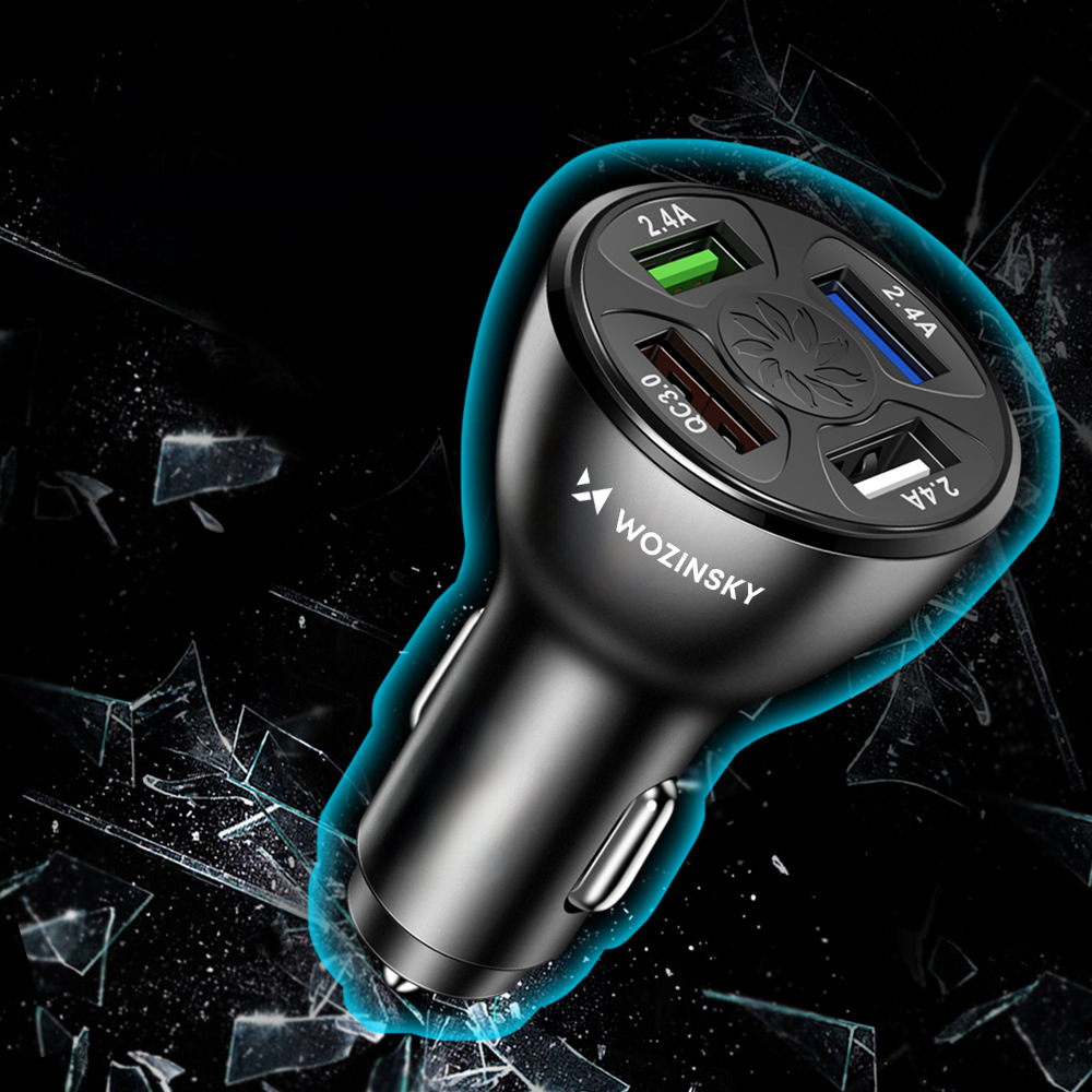 Wozinsky WCCAW 50W automašīnas lādētājs ar 4x USB-A QC, balts
