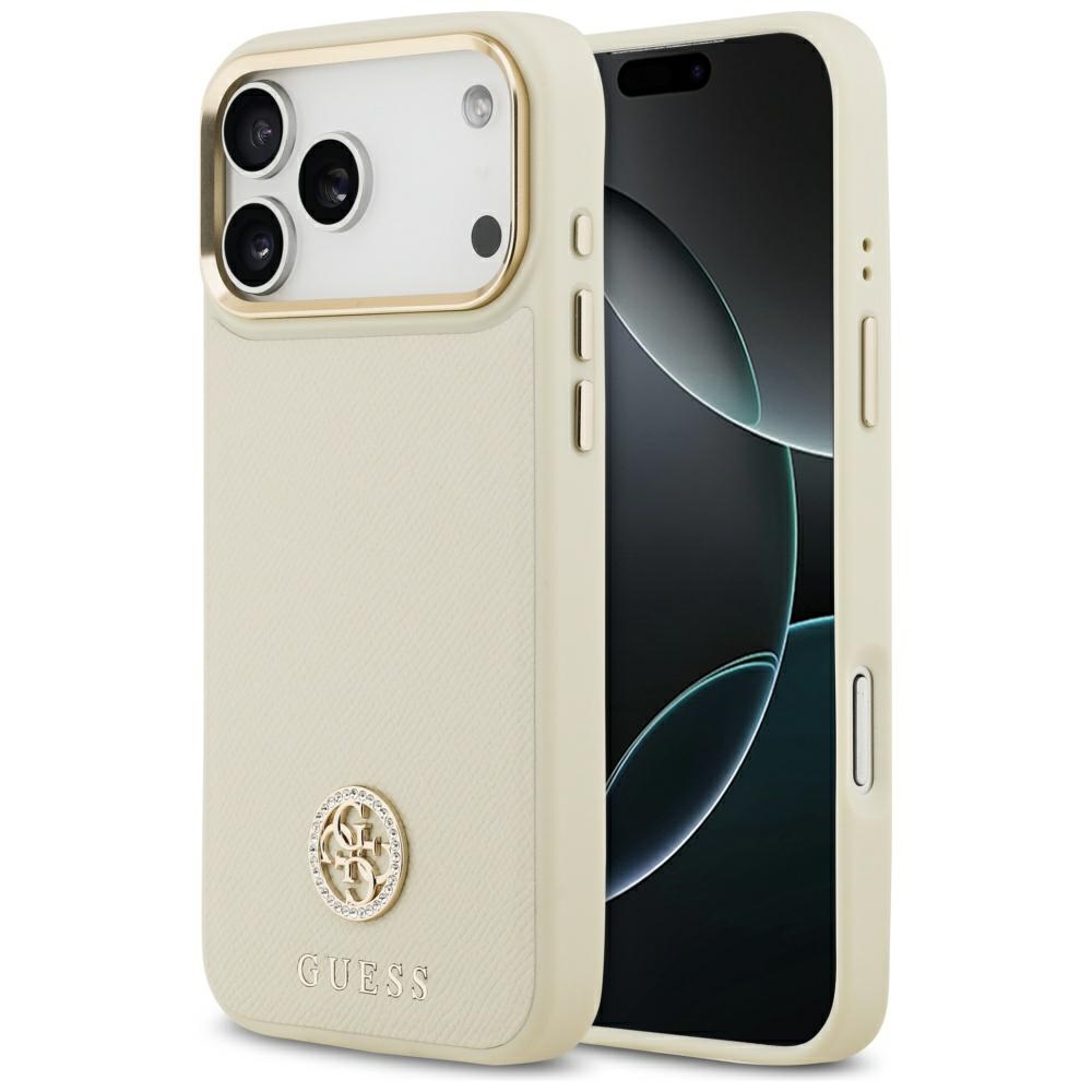 Guess Grained Strass Logo MagSafe Phone Case Cover iPhone 17 Pro Max - beige