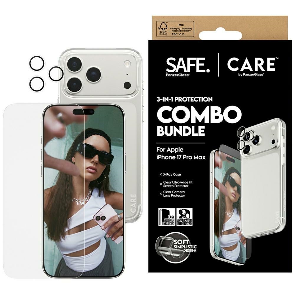 CARE by PanzerGlass Fashionable Combo 3in1 vāciņš + stikls + lēcu aizsargs iPhone 17 Pro Max | Phone Case Cover