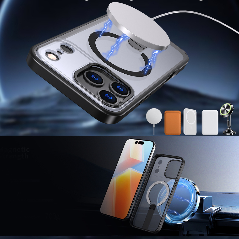 Hybrid Armor X Case for iPhone 17 Pro Max with Stand and MagSafe, Black