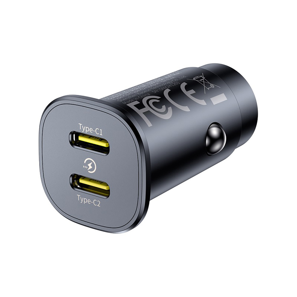 Baseus GoTrip 2 x USB‑C 30W auto lādētājs – melns | Phone Car Charger (2)