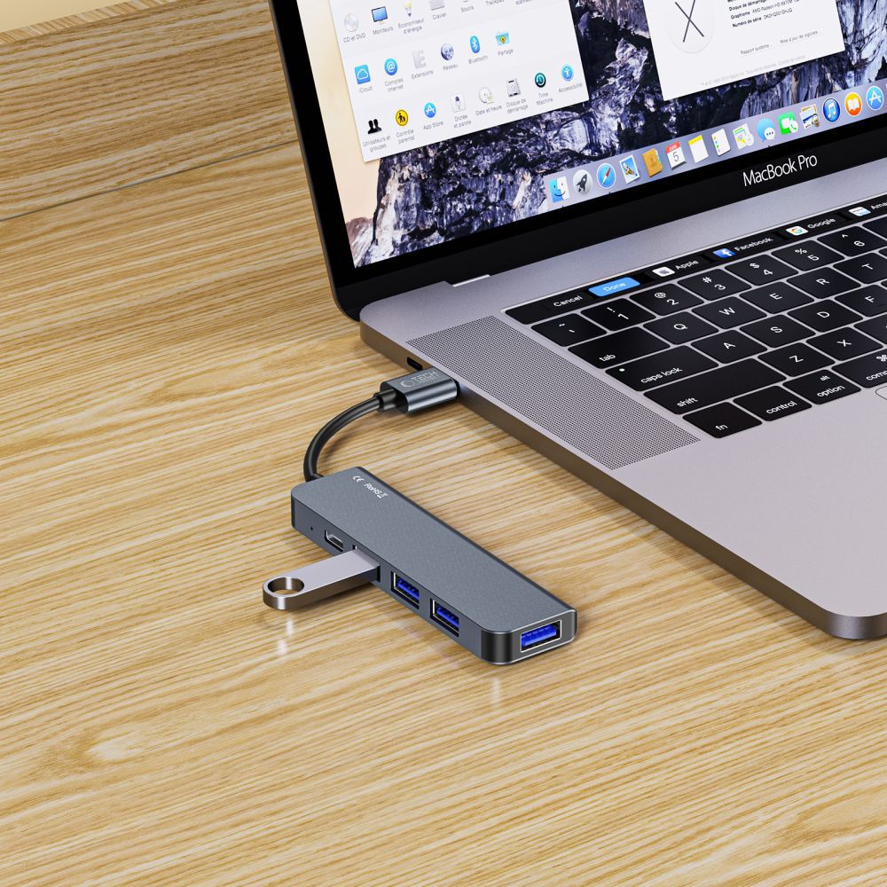 HUB Tech-Protect V0 5in1 USB-A - USB-A 3.0 / 3x USB-A 2.0 / USB-C - gray (3)