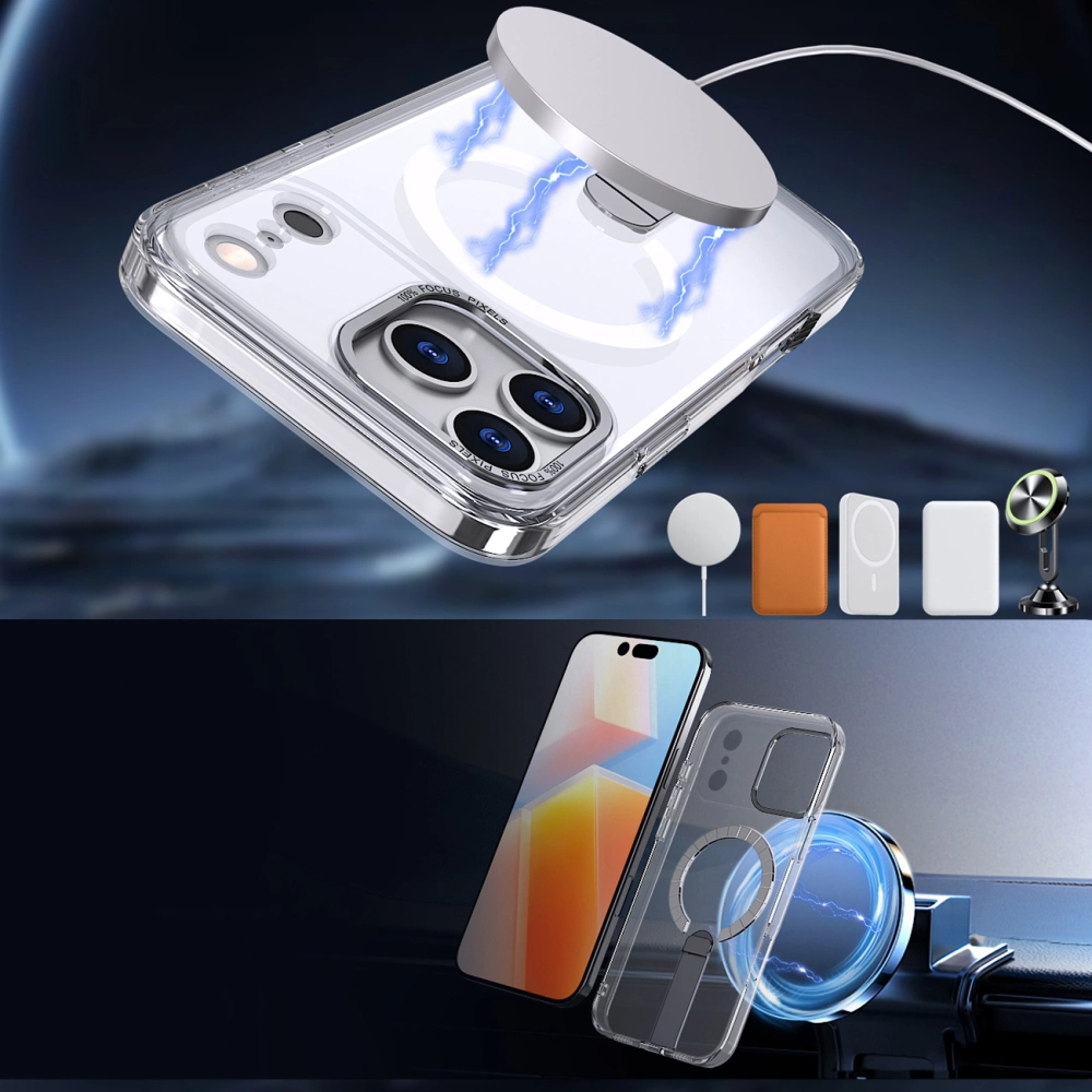 Чехол Hybrid Armor X для Samsung Galaxy S25 FE с подставкой и MagSafe, прозрачный