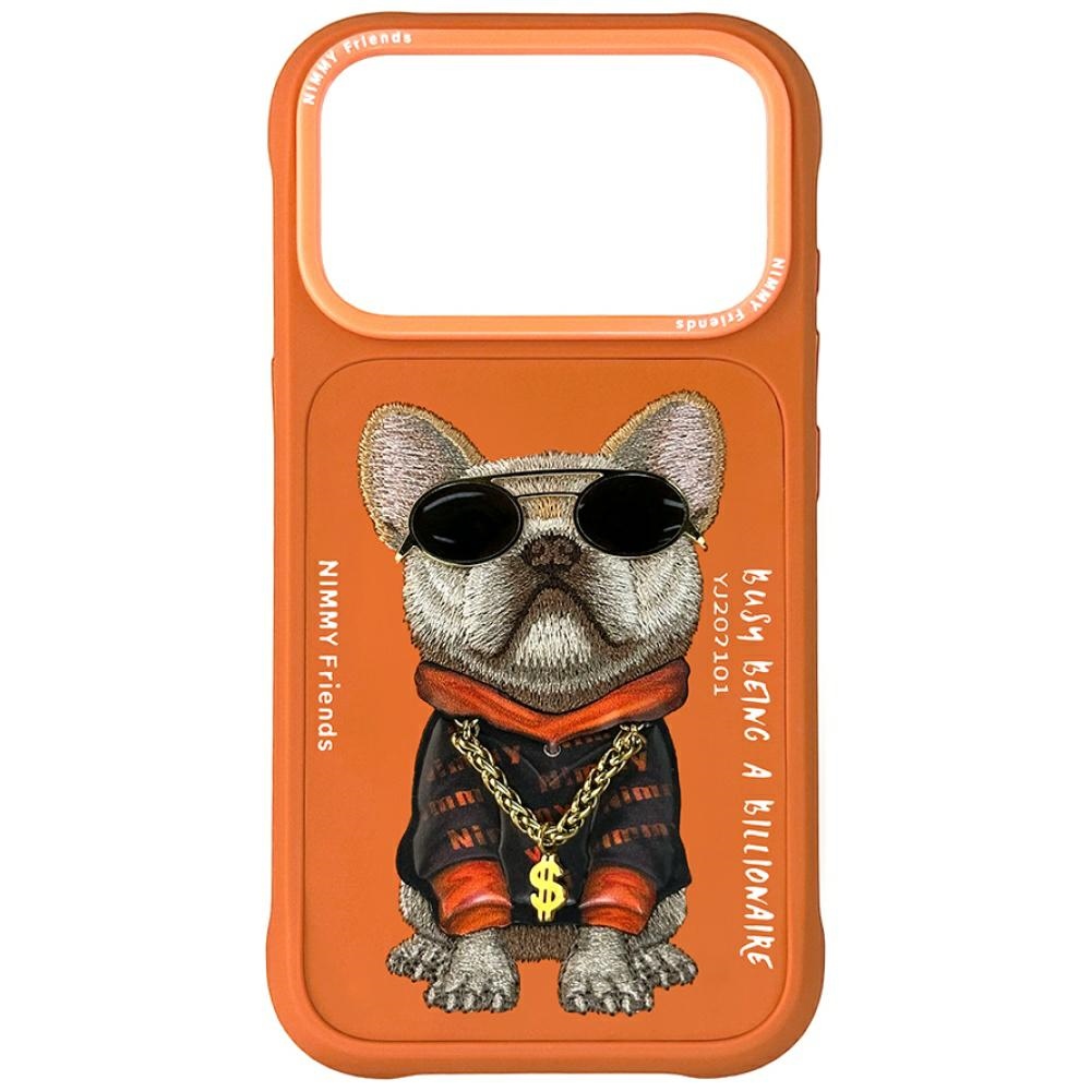 Nimmy Glasses stilīgā suņa vāciņš iPhone 17 Pro Max – oranžs | Phone Case Cover