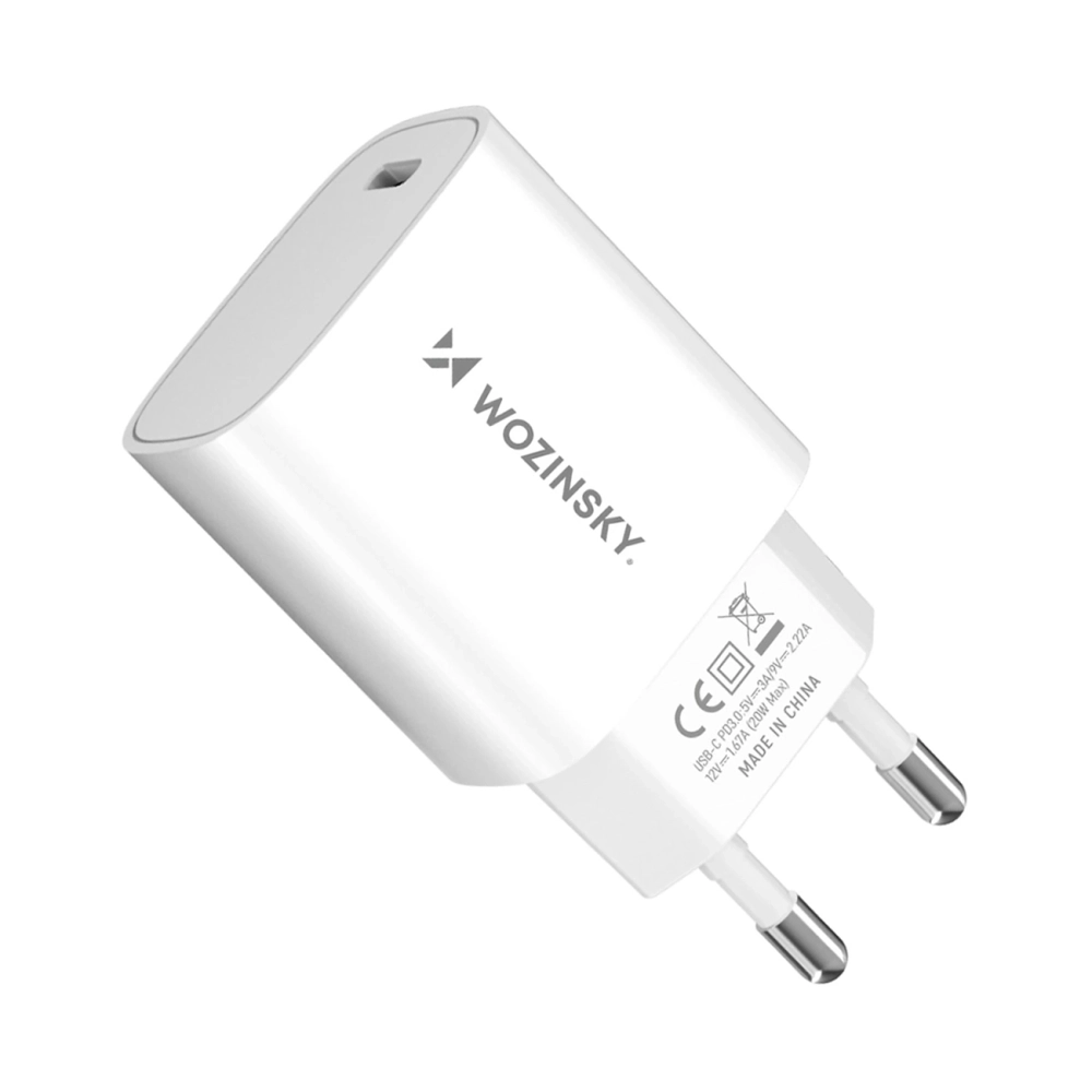 Wozinsky WGWCCW 20W USB-C sienas lādētājs ar USB‑C pieslēgvietu – balts