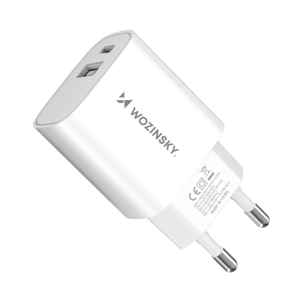 Wozinsky WGWCW USB-A USB-C 20W sienas lādētājs - balts