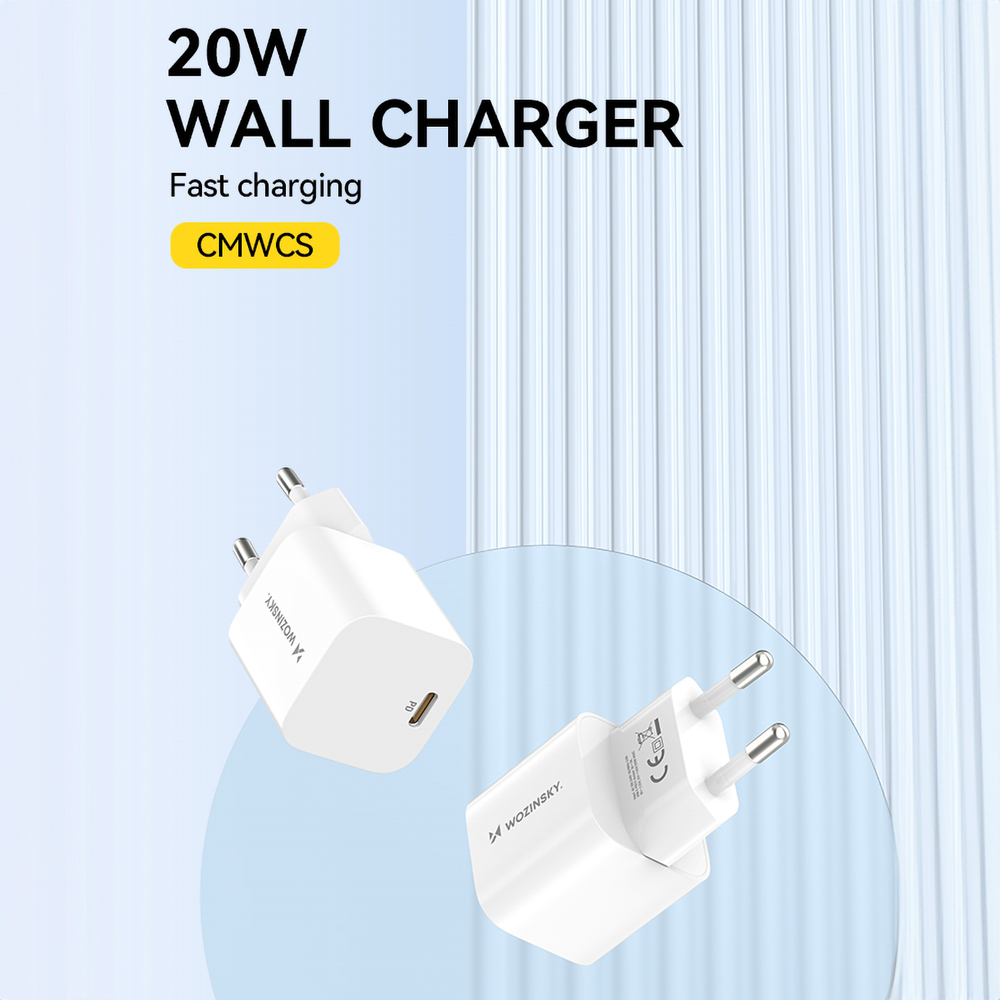 Wozinsky CMWCS USB-C PD 20W sienas lādētājs – balts