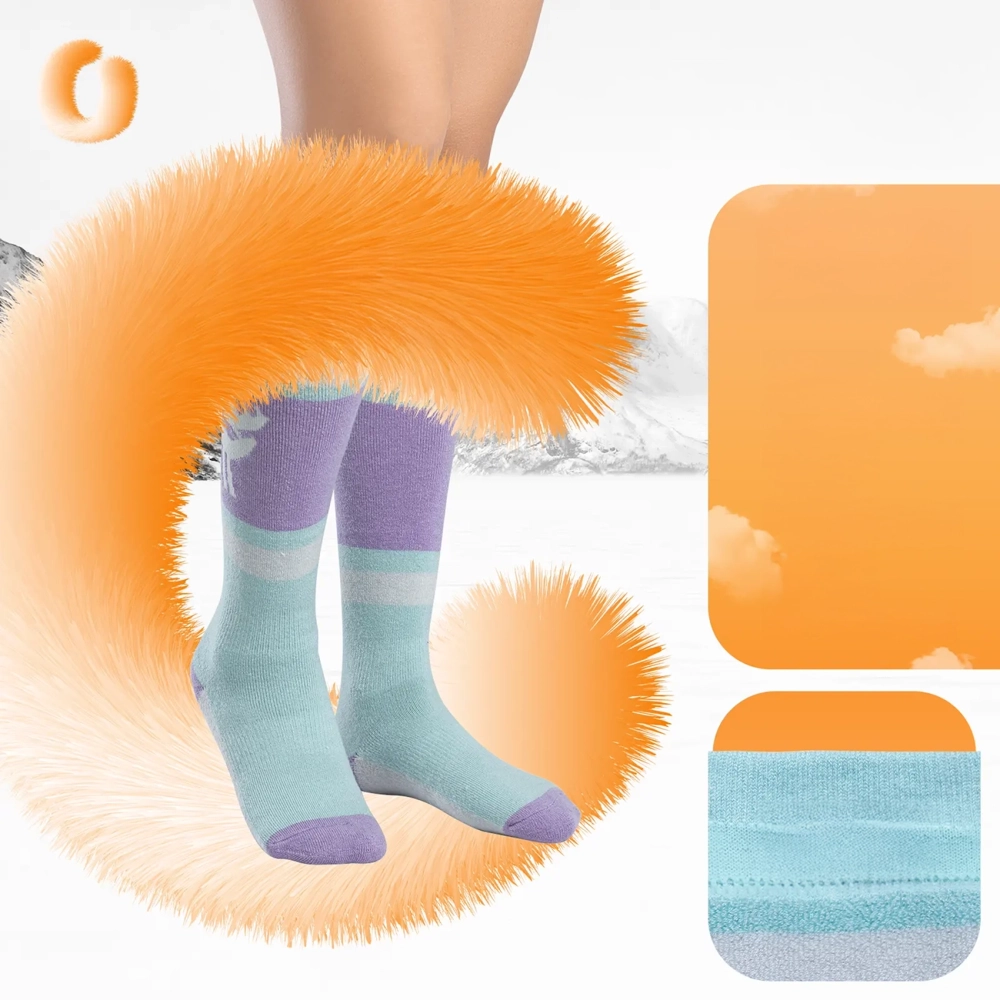 Qunature 037201 лыжные носки размер 37-42 (S/M) – фиолетово-зелёные