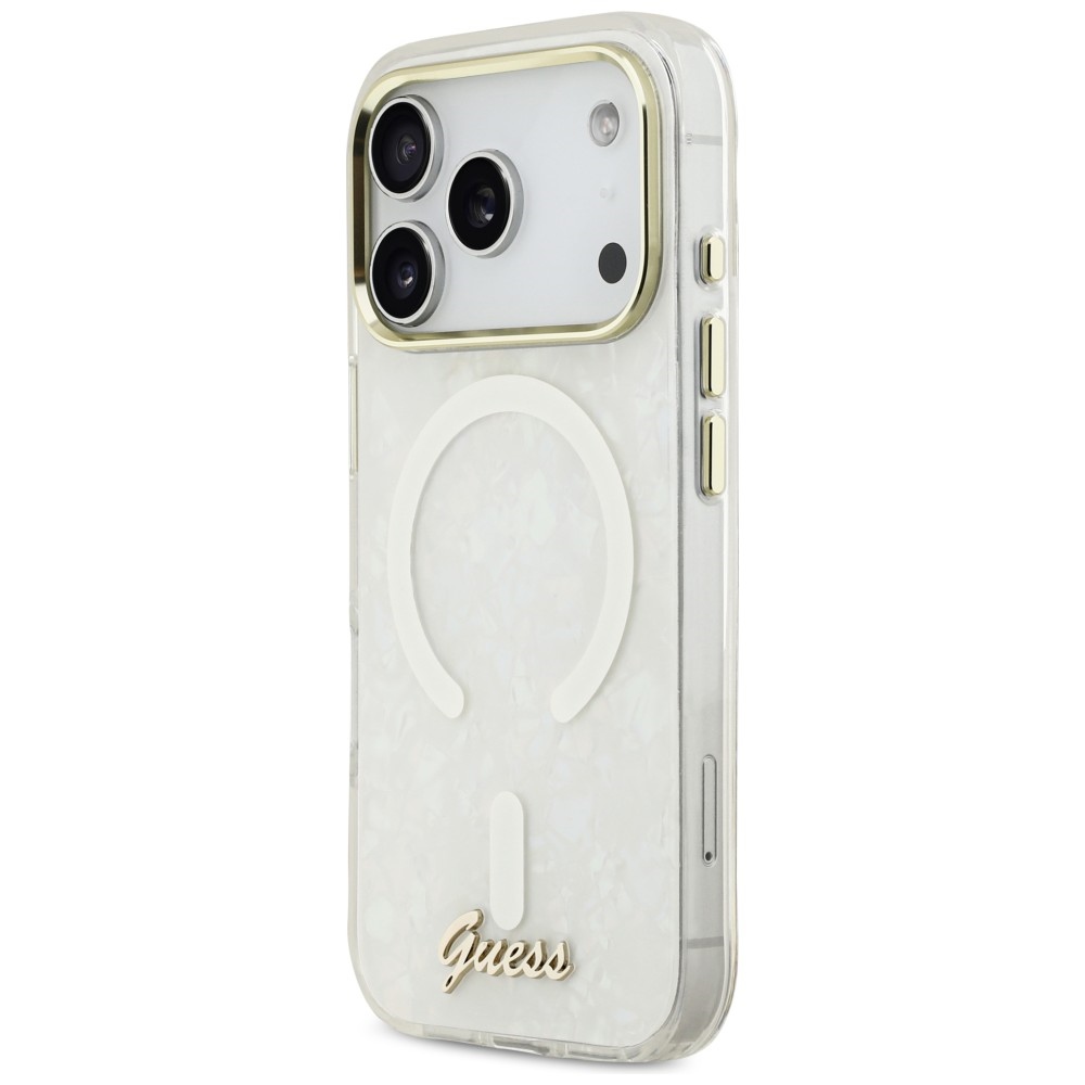 Guess IML Shell Script Metal MagSafe Phone Case Cover iPhone 17 Pro Max - White (0)