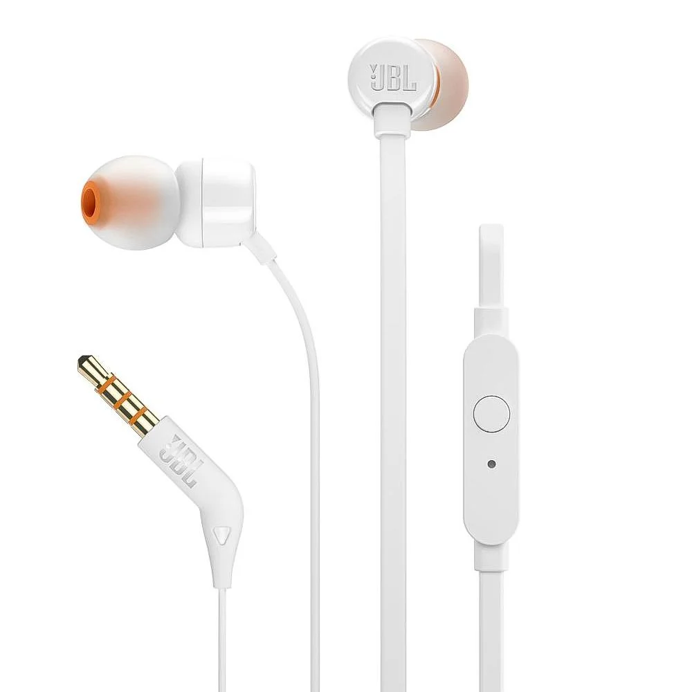 Vadu ieaušu austiņas JBL T110 3.5mm Baltas