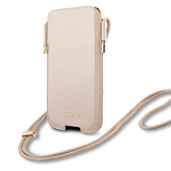 Сумочка для смартфона Guess GUHCP12LSAPSLG 6.7" Золотая Saffiano
