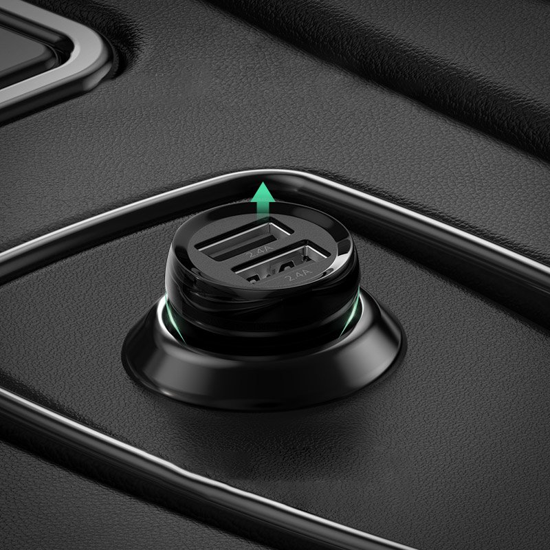 Divu USB portu auto lādētājs Ugreen 50875 24W 4.8A Melns